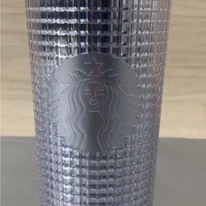 Starbucks Silver Grid Disco Cold Cup Tumbler 24oz